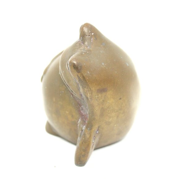 Brass Pot Belly Whimsical Frog Solid Chubby Figurine Vintage MCM 1960-70's - Picture 4 of 5